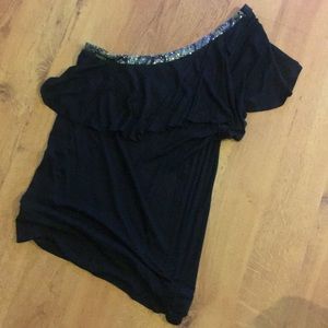 Express sequined one shoulder top